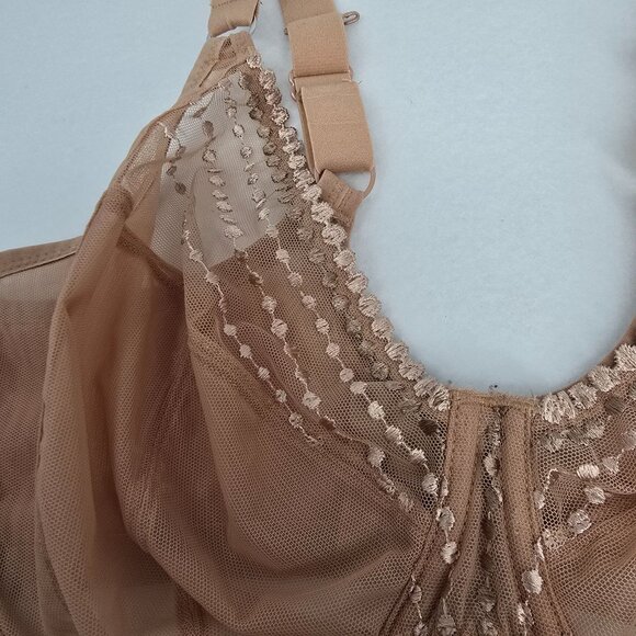 Elomi MATILDA 8900 Bra 38I Beige Side Support T-Strap Hook Full Coverage Sheer - Picture 4 of 14